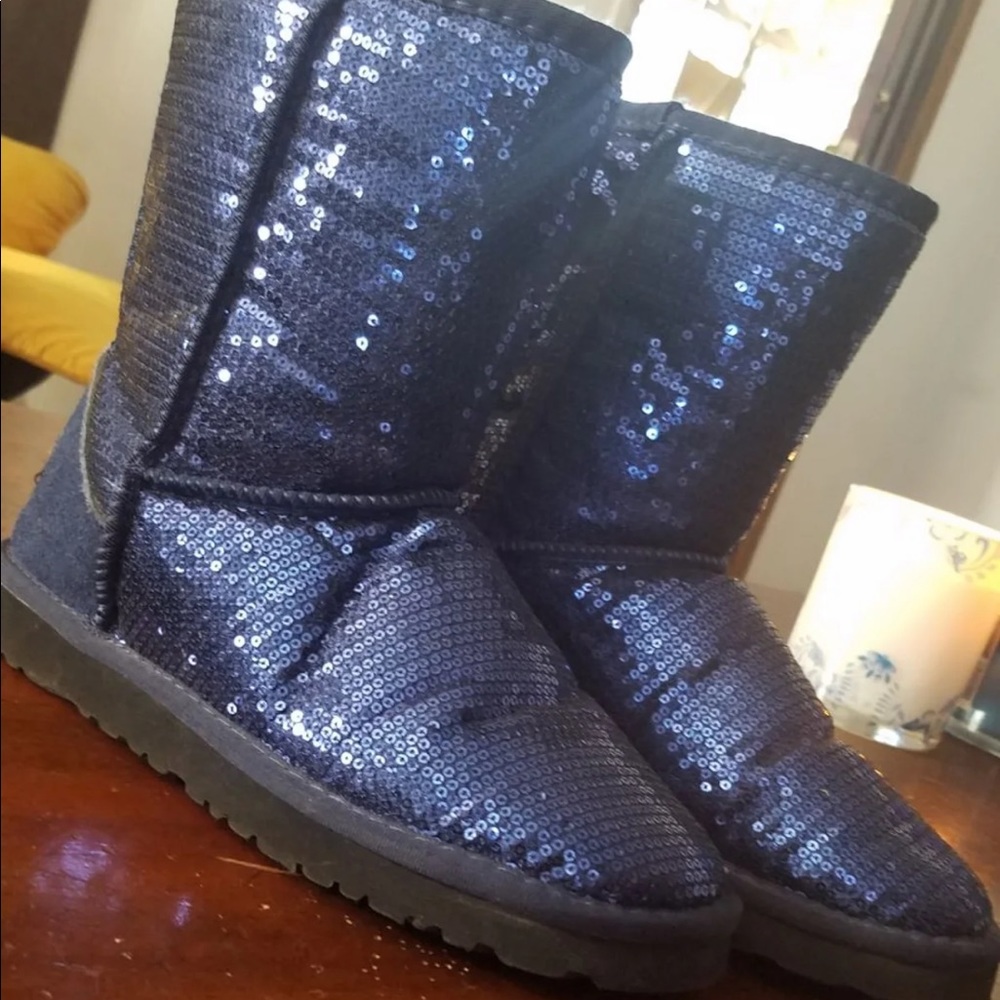 Blue sequin ugg boots size 8